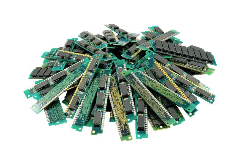 Módulos velhos da memória do computador, isolados imagens de stock Módulos velhos da memória do computador, isolados imagens de stock