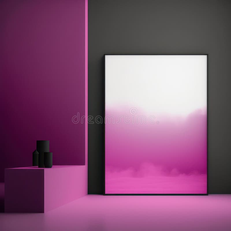 Mönsteraffischsmockup magenta dimma och onyx block ai generation vektor illustrationer