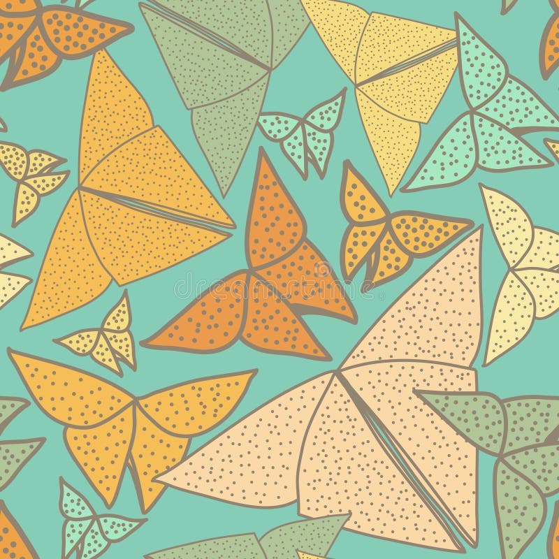 Mönstra med härligt dra för origamifjärilar vektor illustrationer Mönstra med härligt dra för origamifjärilar vektor illustrationer