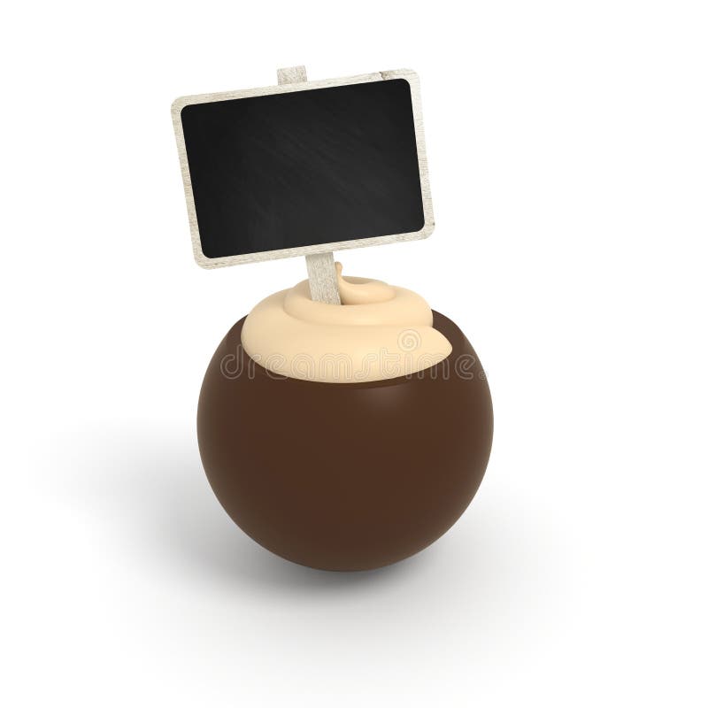 Mörk chokladbränd mandel med den vaniljkrämfyllning och skylten vektor illustrationer