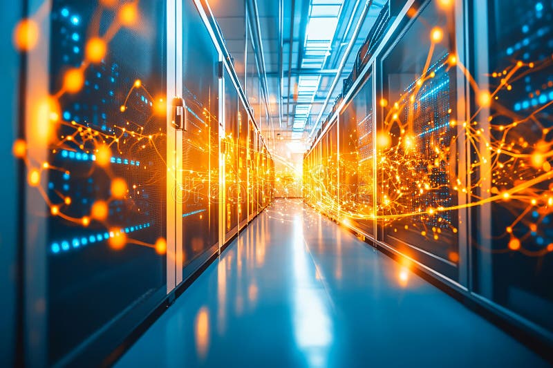 Mörka strömmar av krypterade data konverteras till ett säkert vault som representerar skyddet av de data som genereras i stock illustrationer