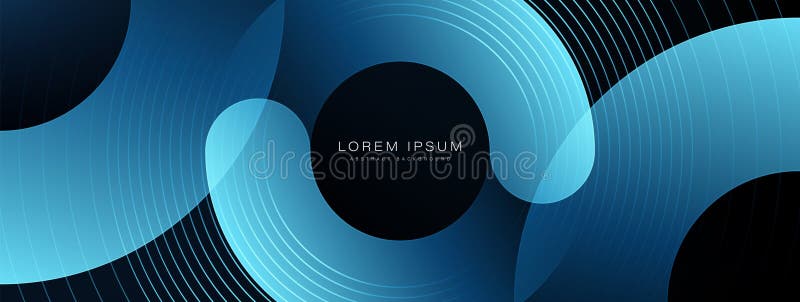 Mörkblå abstrakt bakgrund med glödande geometrisk form. modern blank övertoningscirkel. cirkulärt element. vektor illustrationer