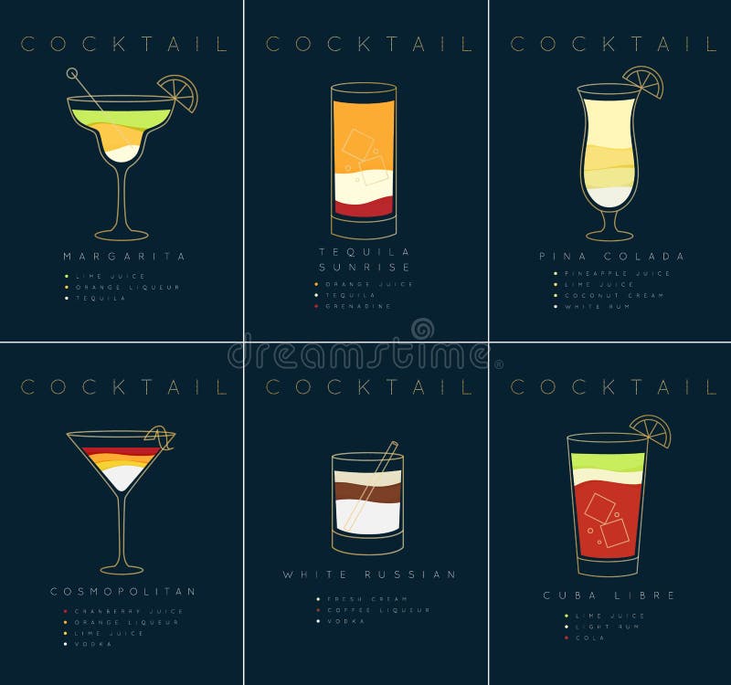 Mörker för affischcoctailmargarita - blått vektor illustrationer Mörker för affischcoctailmargarita - blått vektor illustrationer