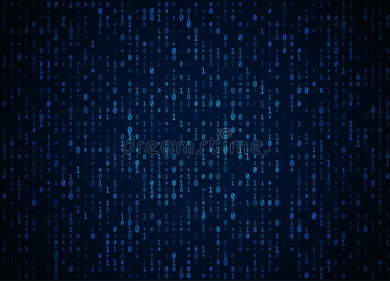 Mörker för binär kod för vektor - blå bakgrund Stor data och kryptering dataintrång för programmera, djup decryption och, datortr royaltyfri illustrationer
