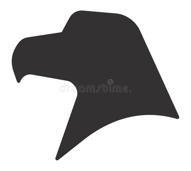 Mörkgrå, stiliserad silhuett av örnhuvuden som ser till höger på en vit bakgrund som är perfekt för logotyper och illustrationer vektor illustrationer