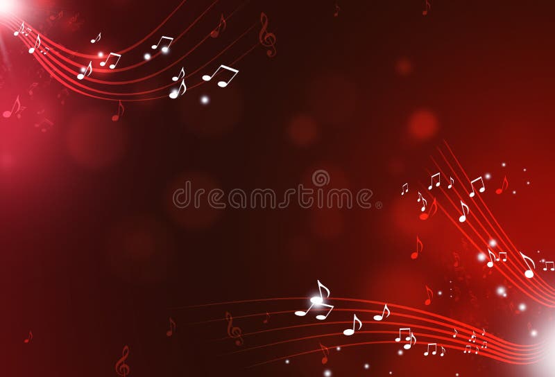 A música nota o fundo vermelho ilustração stock A música nota o fundo vermelho ilustração stock