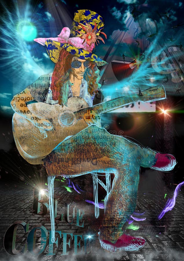 Músico: Guitarrista stock de ilustración Músico: Guitarrista stock de ilustración