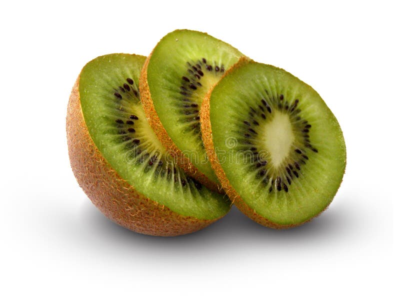 Ripe large natural fruit of kiwi on a white background. Ripe large natural fruit of kiwi on a white background