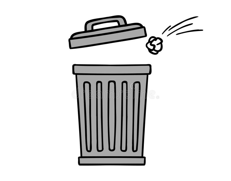 Mülleimer kann Ikone doodle Hand gezogen. farbiges Symbol für graue Linie vektor abbildung