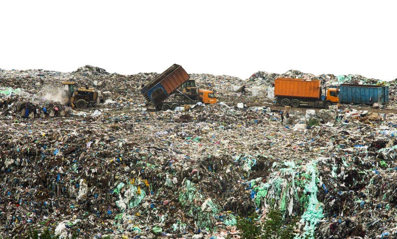 Landfill with huge piles of garbage and white background. Landfill with huge piles of garbage and white background