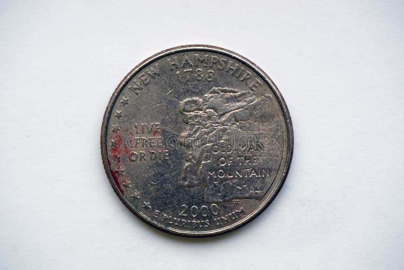 Münze 1/4 Dollar ` Washington Quarter-` New Hampshire lizenzfreies stockfoto Münze 1/4 Dollar ` Washington Quarter-` New Hampshire lizenzfreies stockfoto