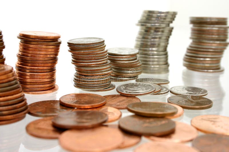 Münzen-Geld in den Stapeln lizenzfreie stockfotografie Münzen-Geld in den Stapeln lizenzfreie stockfotografie