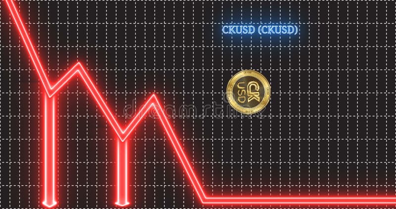 Münzensprünge cryptocurrency CK USD CKUSD hinunter den Pfeil der Tendenz und der Trümmer
