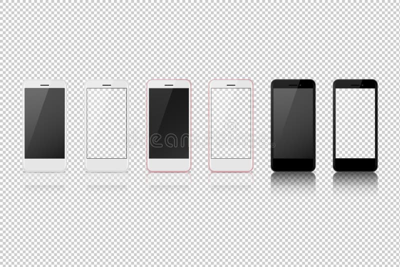 Mądrze telefon z różnym kolorem, biały puste miejsce na przejrzystym ekranie ilustracja wektor Mądrze telefon z różnym kolorem, biały puste miejsce na przejrzystym ekranie ilustracja wektor