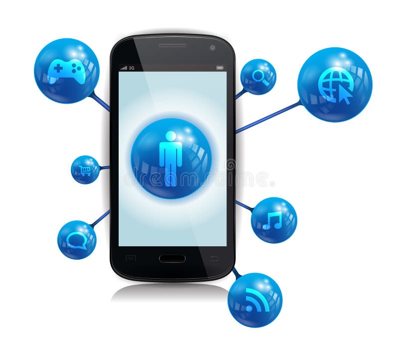 Mądrze telefonu internet Apps ilustracji