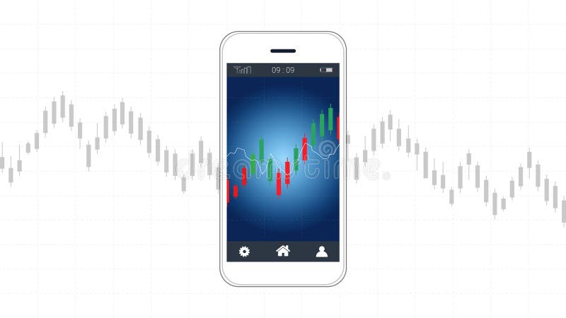 Mądrze telefonu parawanowy pokazuje candlestick i pieniężne wykres mapy ilustracji Mądrze telefonu parawanowy pokazuje candlestick i pieniężne wykres mapy ilustracji