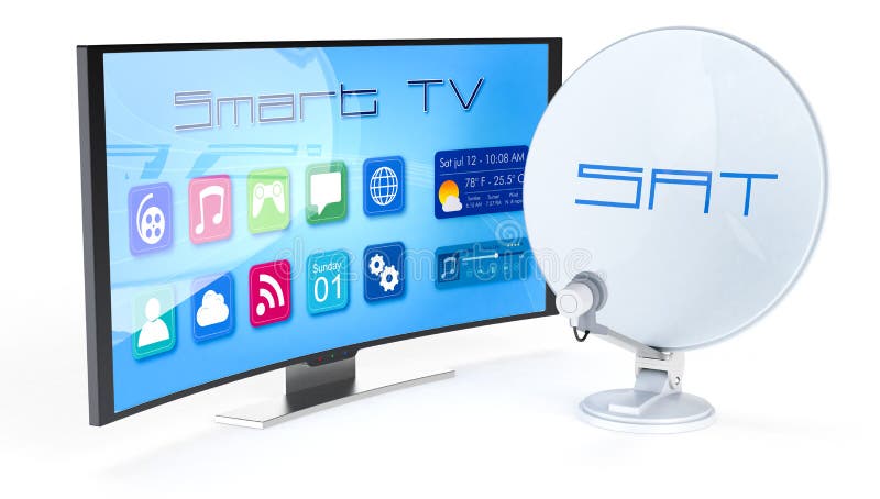 Mądrze tv z anteną satelitarną ilustracji