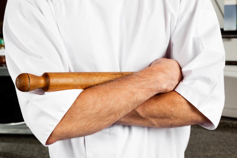 Męski szef kuchni Z Toczną szpilką obraz stock Męski szef kuchni Z Toczną szpilką obraz stock
