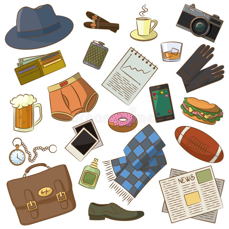 męskie rzeczy royalty ilustracja męskie rzeczy royalty ilustracja