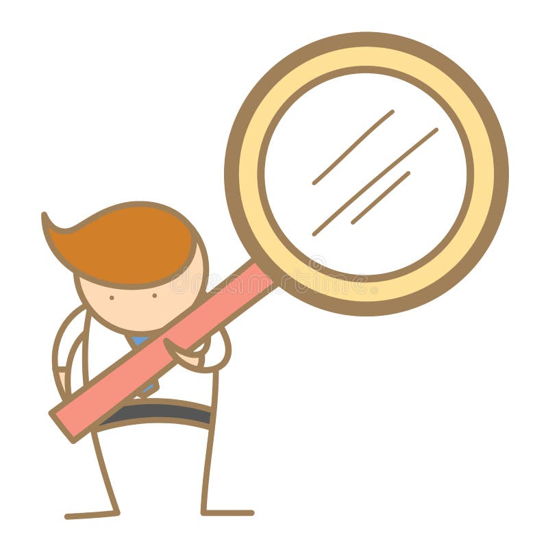 Mężczyzna gmeranie używać magnifier royalty ilustracja Mężczyzna gmeranie używać magnifier royalty ilustracja