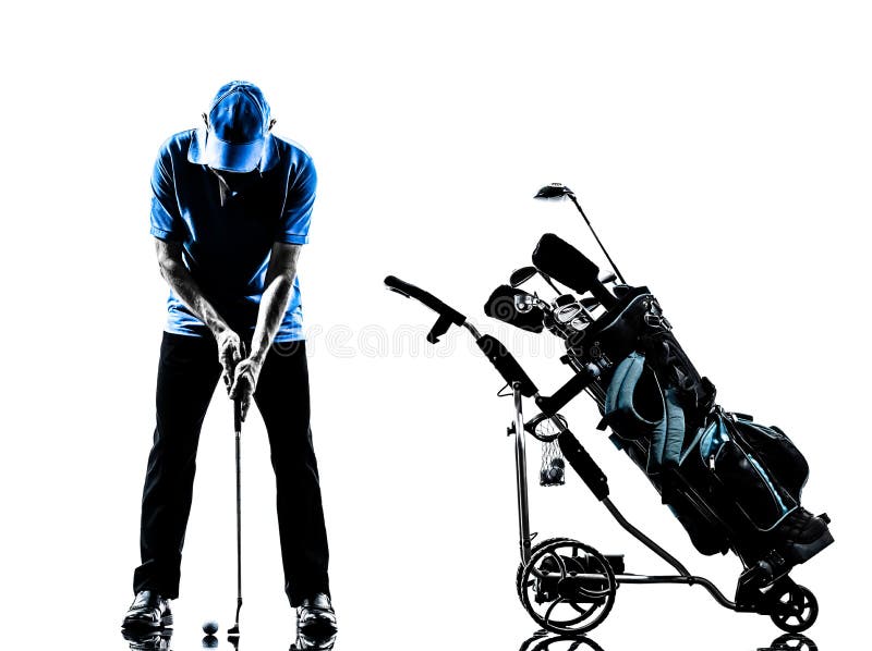 Mężczyzna golfista grać w golfa golfowej torby sylwetkę obraz royalty free Mężczyzna golfista grać w golfa golfowej torby sylwetkę obraz royalty free