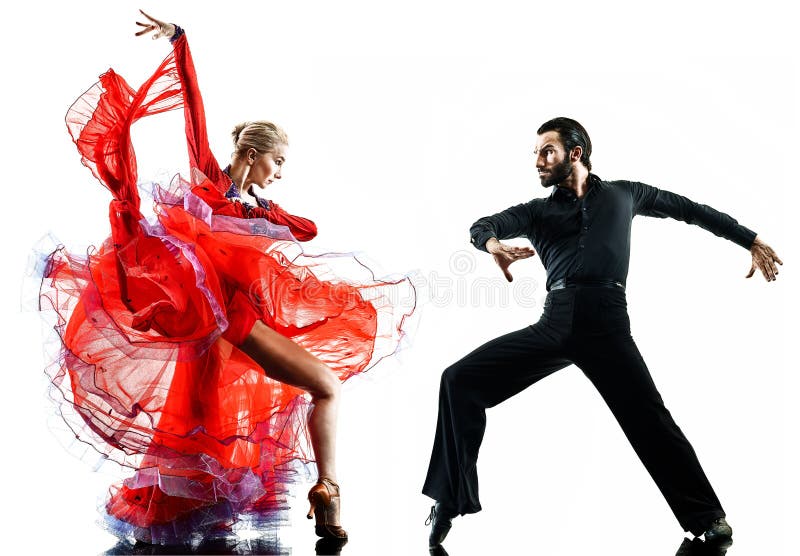 Mężczyzna kobiety pary sala balowej tanga salsa tancerza dancingowa sylwetka