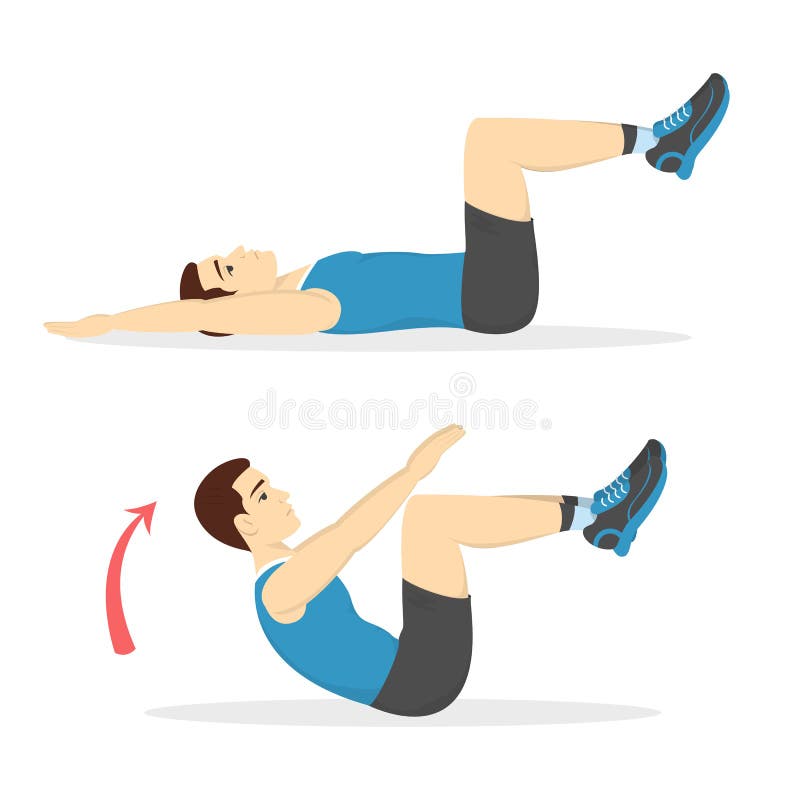 Mężczyzna robi chrupnięciom w gym Brzucha oparzenie royalty ilustracja Mężczyzna robi chrupnięciom w gym Brzucha oparzenie royalty ilustracja