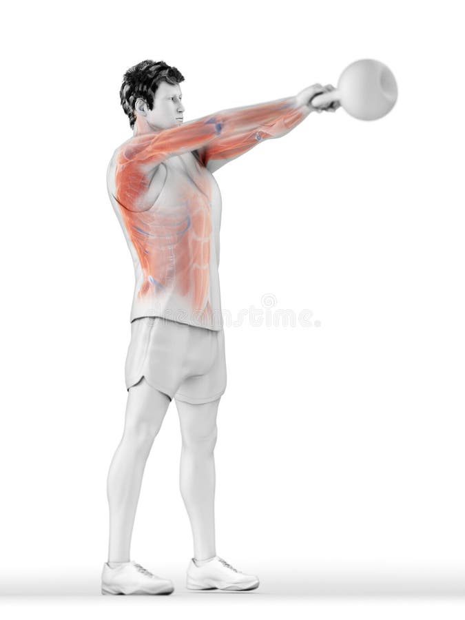 Mężczyzna robi kettlebell treningowi royalty ilustracja Mężczyzna robi kettlebell treningowi royalty ilustracja