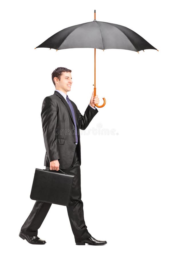 Mężczyzna target868_1_ parasol i teczkę zdjęcie royalty free Mężczyzna target868_1_ parasol i teczkę zdjęcie royalty free