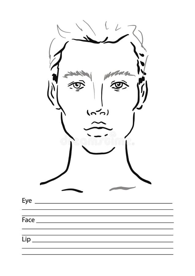 Mężczyzna twarzy mapy Makeup artysty puste miejsce szablon ilustracja wektor