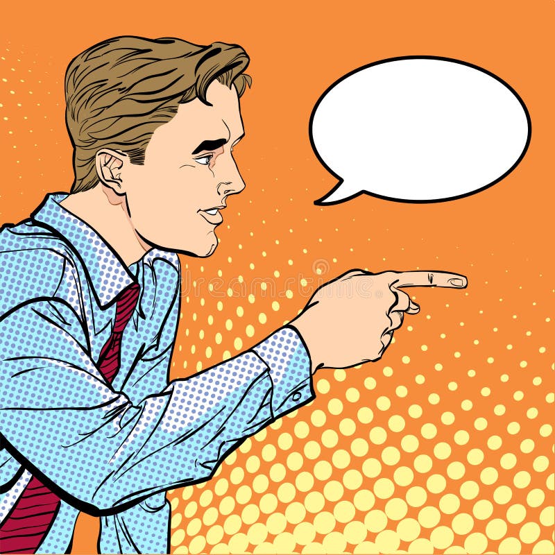 A man pointing a finger. A man explaining something. Speaking man. The man at the podium speaks. Handsome young businessman giving advice. Concept idea of advertisement and promo. Halftone background. A man pointing a finger. A man explaining something. Speaking man. The man at the podium speaks. Handsome young businessman giving advice. Concept idea of advertisement and promo. Halftone background.