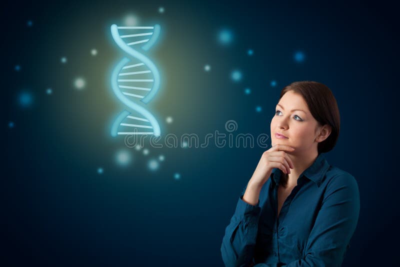 Młoda kobieta naukowiec myśli o dna obraz royalty free