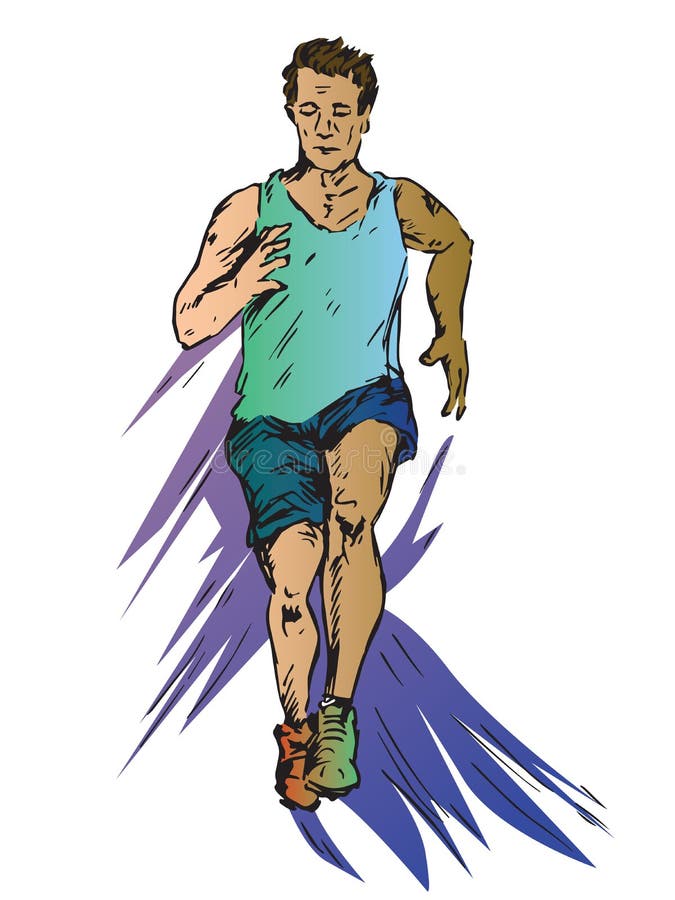 Młodego człowieka bieg w sportswear, ręka rysujący doodle, nakreślenie w wystrzał sztuki stylu ilustracja wektor Młodego człowieka bieg w sportswear, ręka rysujący doodle, nakreślenie w wystrzał sztuki stylu ilustracja wektor