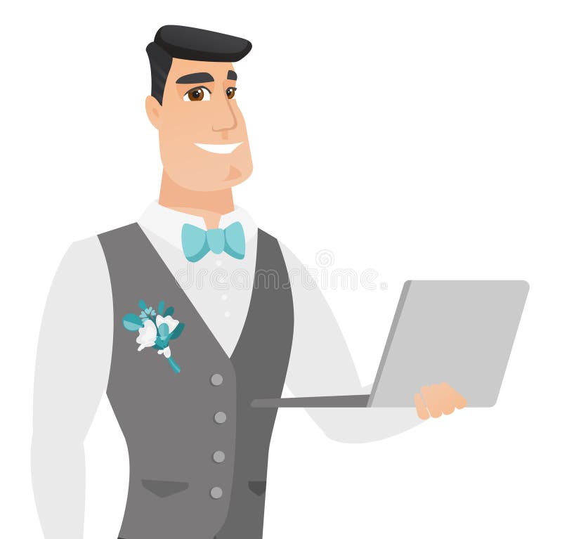 Młody caucasian fornal używa laptop ilustracja wektor Młody caucasian fornal używa laptop ilustracja wektor