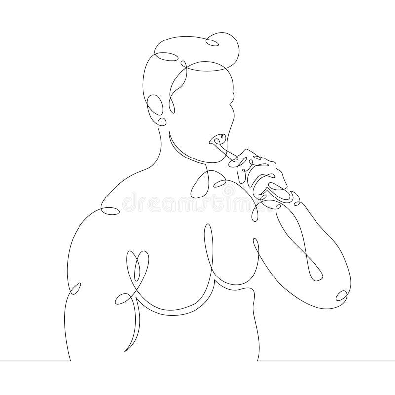 Młody człowiek szczotkuje zęby wcześnie rano royalty ilustracja