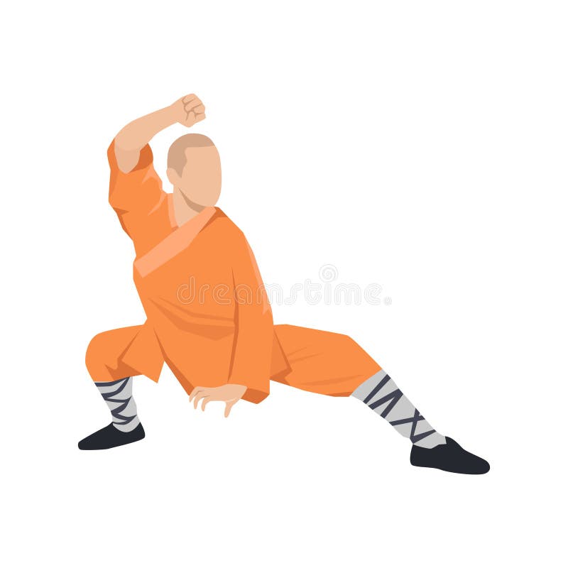 Młody człowiek ćwiczy kung fu. energetyczny mniszek szaolowy royalty ilustracja