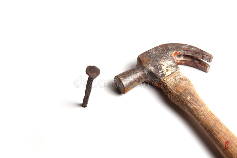 Old vintage hammer and nail. Old vintage hammer and nail