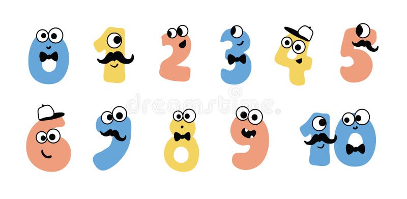 Numeros Lindos Coloridos Del Vector De Los Monstruos Del Garabato
