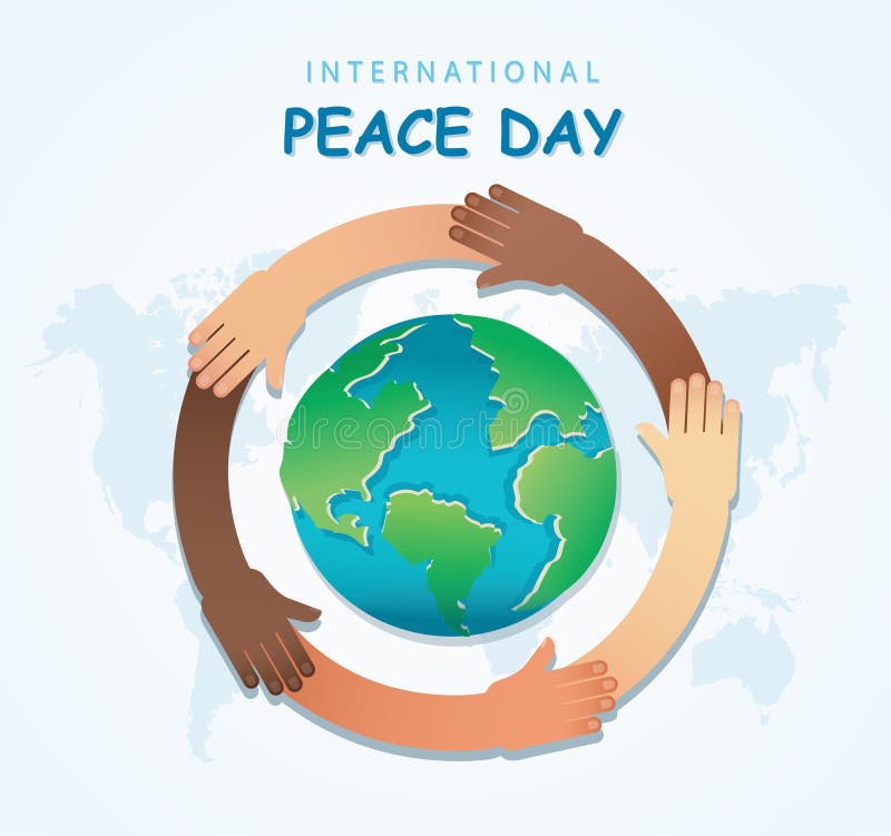 Many hands of different races together in a circle around the earth. Stop racism. Vector Illustration vector illustration