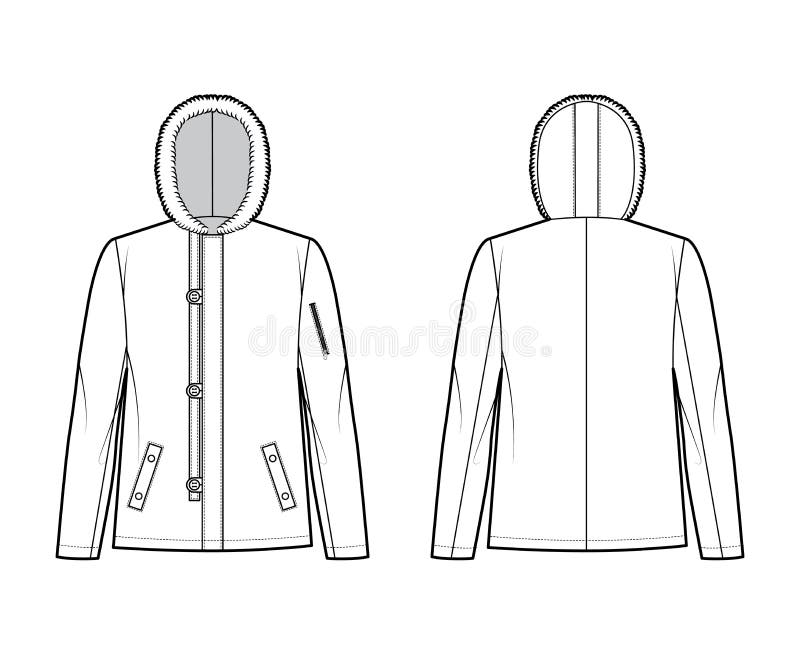 Men S Flight Jacket with Hood Stock Vector - Illustration of front ...