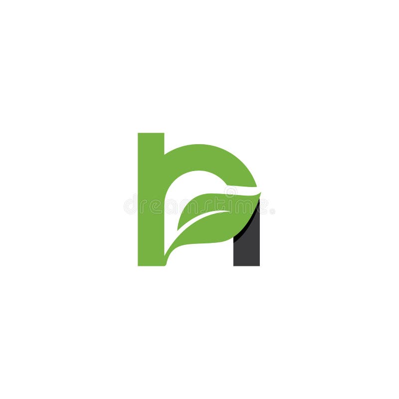 N letra inicial com folha verde. ilustração stock
