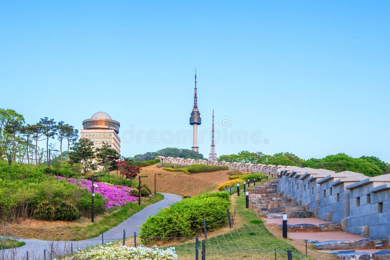 N Seoul Tower Located on Namsan Mountain in central Seoul, Korea.