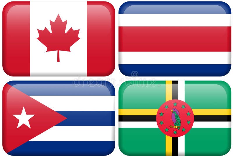 NA Buttons: Canada, Costa Rica, Cuba, Dominica vector illustration NA Buttons: Canada, Costa Rica, Cuba, Dominica vector illustration