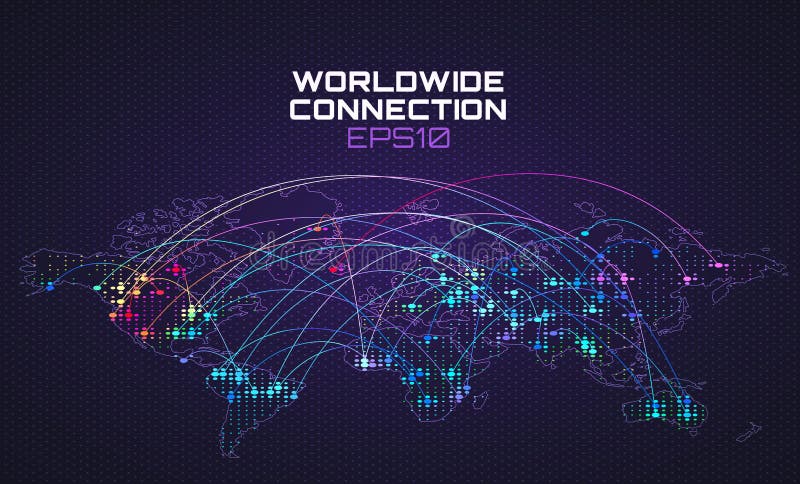 Na całym świecie interneta socjalny komunikacja Dane strumienia trajektoria, obłoczny oblicza abstrakcjonistyczny tło globalna si ilustracja wektor