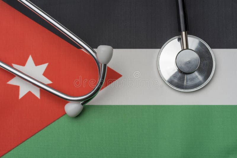 Na fladze Jordania jest stetoskop obrazy royalty free Na fladze Jordania jest stetoskop obrazy royalty free