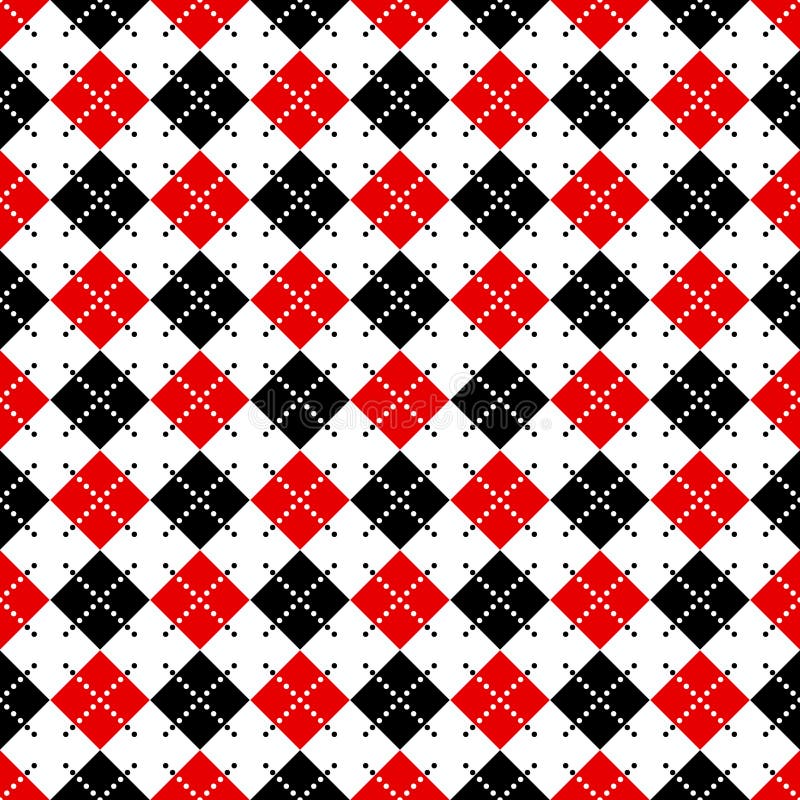 Naadloos argylepatroon met gestormde lijnen in rood, zwart-wit royalty-vrije illustratie Naadloos argylepatroon met gestormde lijnen in rood, zwart-wit royalty-vrije illustratie