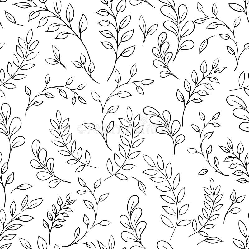 Naadloos blad zwart-wit patroon vector illustratie Naadloos blad zwart-wit patroon vector illustratie