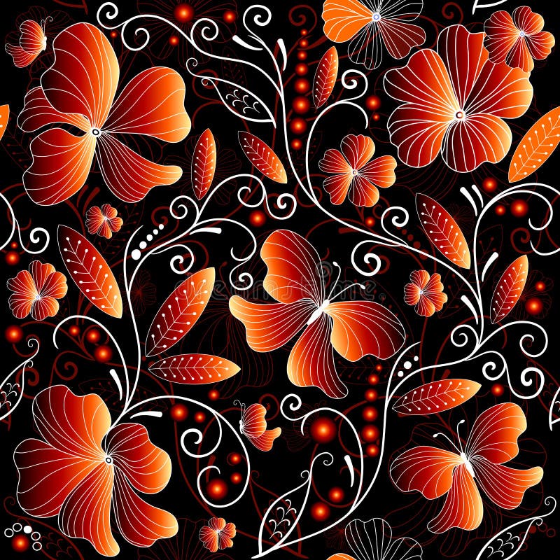 Naadloos bloemen donker patroon stock illustratie Naadloos bloemen donker patroon stock illustratie