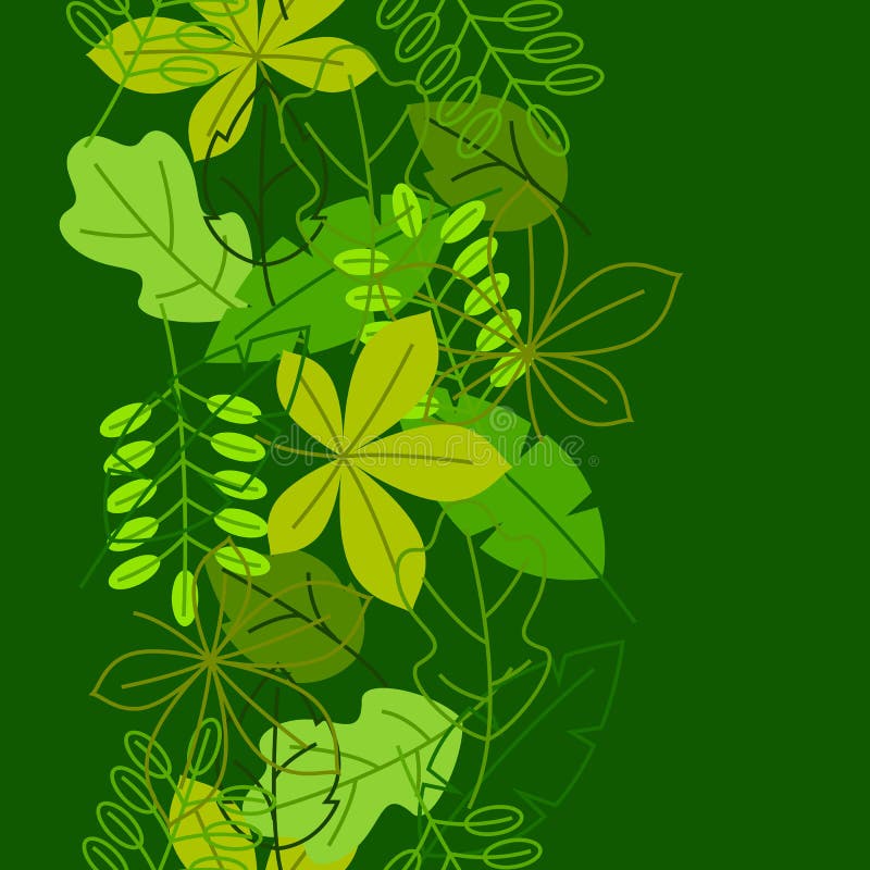 Naadloos bloemenpatroon met gestileerde groene bladeren De lente of de zomergebladerte royalty-vrije illustratie Naadloos bloemenpatroon met gestileerde groene bladeren De lente of de zomergebladerte royalty-vrije illustratie