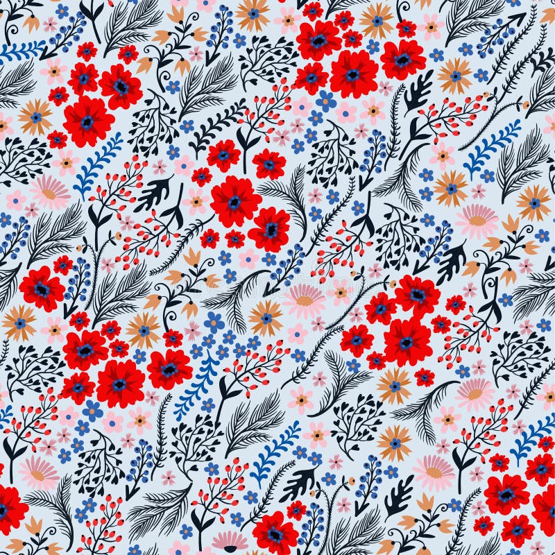 Naadloos bloemenpatroon met leuke kleine ditsy bloemen Vector illustratie vector illustratie Naadloos bloemenpatroon met leuke kleine ditsy bloemen Vector illustratie vector illustratie